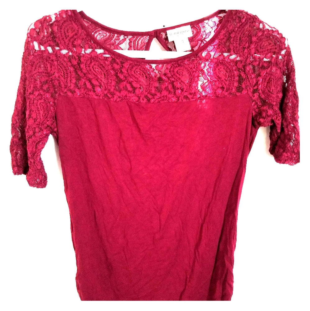 Wine Motherhood Maternity silky and Lace dress top